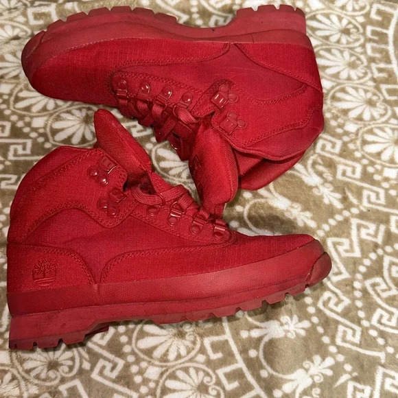 Timberland Euro Hiker Rip Comfortable Boots All Red Men's TB0A1507 - Size 7.5 - Picture 3 of 8